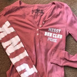 Pink ‘Messey bun Club’ sleep shirt